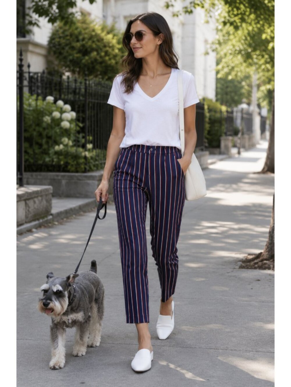 Old Navy Harper Mid Rise Striped Trousers Size 8 Navy Preppy Summer Stretch